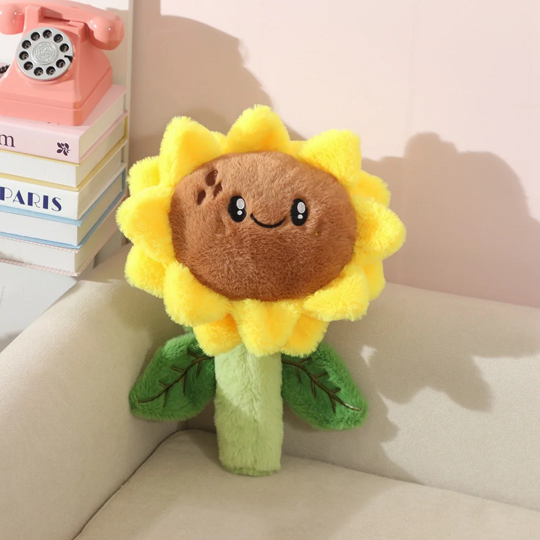 かわいい顔のふわふわひまわり鉢植えぬいぐるみ