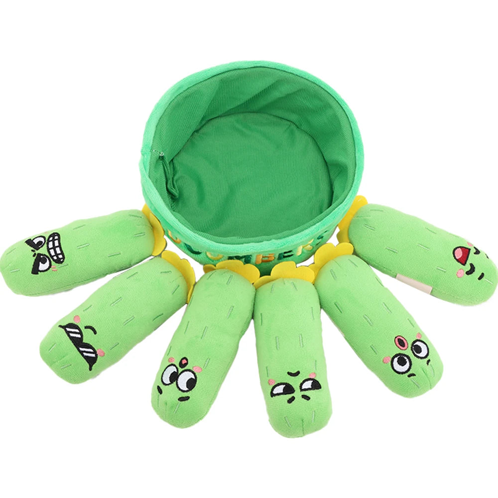 16cm Cute A Basket of Multi-expression Cucumber Plush Toys Six Expressive Cucumbers In the Basket Toys for Kids Birthday Gifts