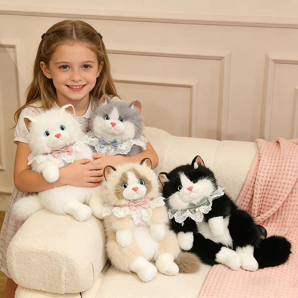 Realistic Puppet Cat Backpack Faux Fur-Cute Soft Animal Backpack with Adjustable Straps for Girls Daily Use School Bags Travel