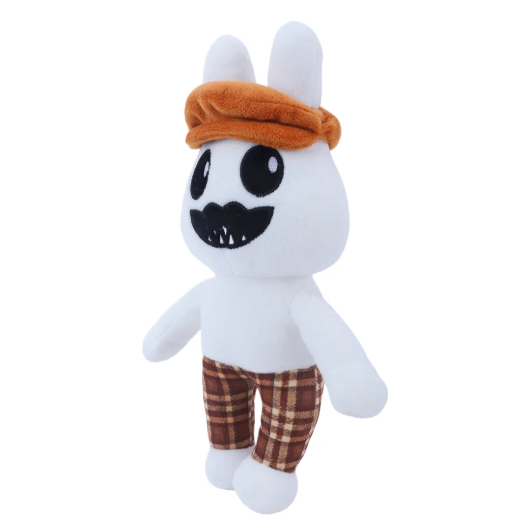 白いベレー帽と口ひげのウサギぬいぐるみ