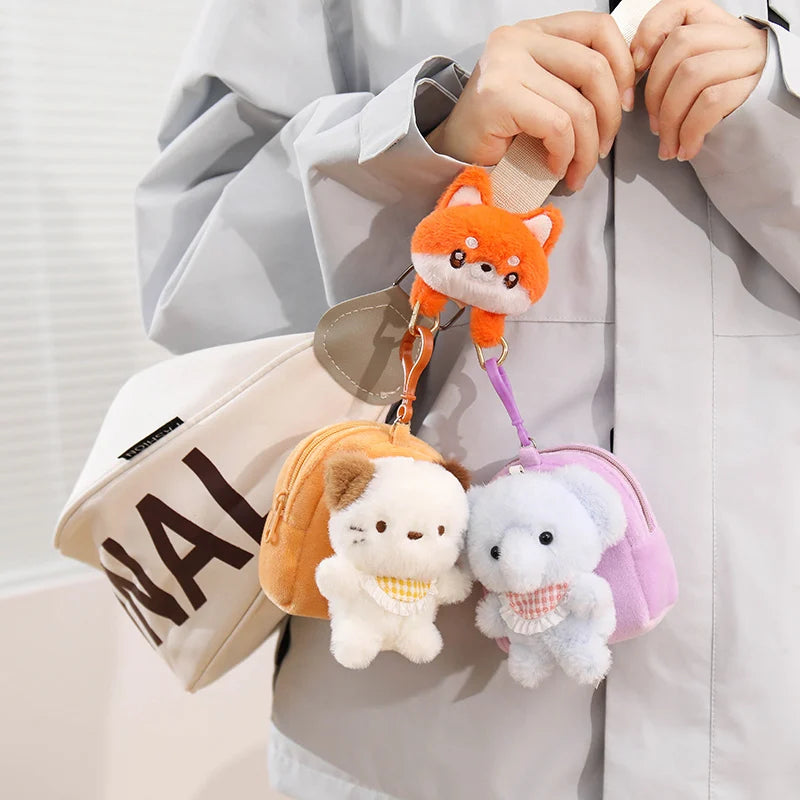 もこもこアニマルミニリュックぬいぐるみキーホルダー