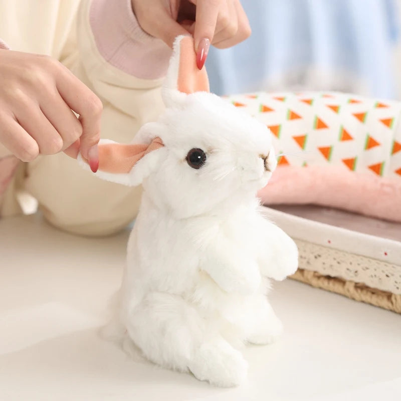 リアルな ふわふわ 白うさぎのぬいぐるみ 立ち姿