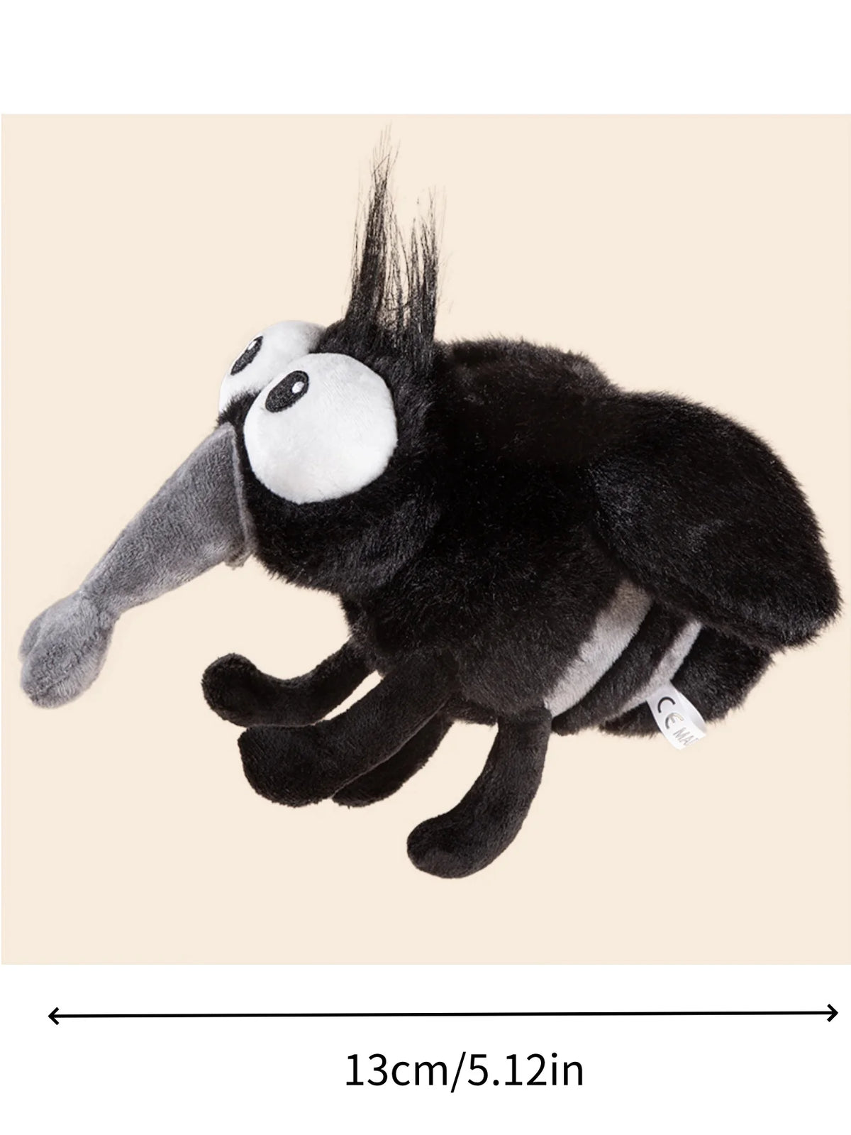 ユニークな大きな目の黒い蚊のぬいぐるみ