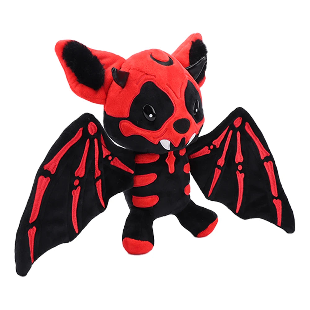 ハロウィン コウモリ ぬいぐるみ スケルトン柄 黒白・赤黒