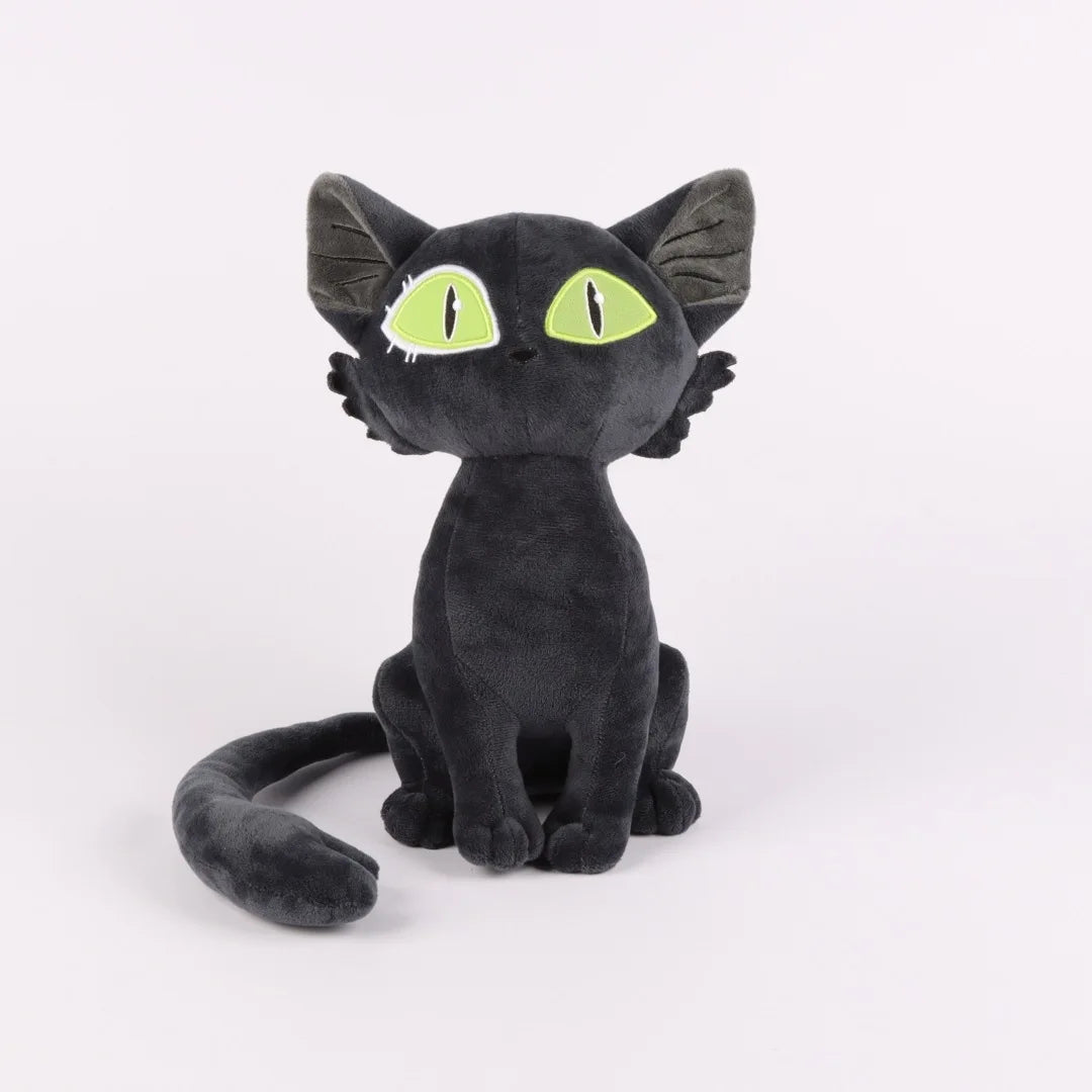 幻想的な緑の瞳の黒猫ぬいぐるみ