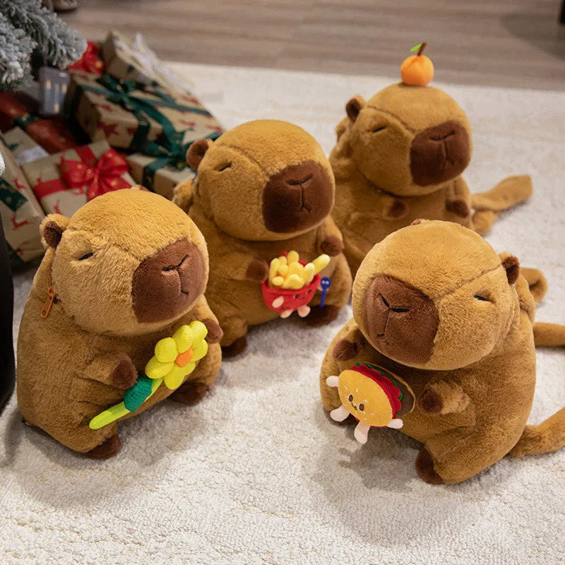 カピバラ ぬいぐるみ ふわふわ ショルダーバッグ みかん付き