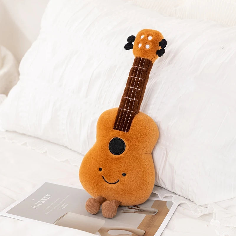 笑顔の楽器モチーフ ふわふわぬいぐるみクッション