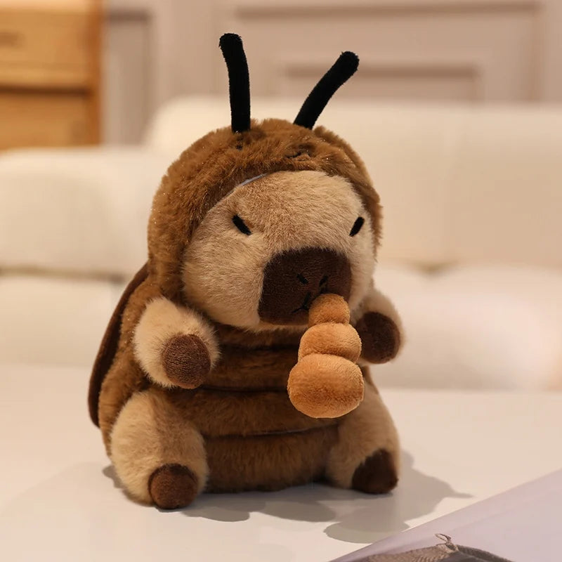 22cm Cute Capybara Plush Toys Pull the String to Transform into Dinosaur, Rabbit, Shark, Bee, Cockroach Capibara Toys for Kids