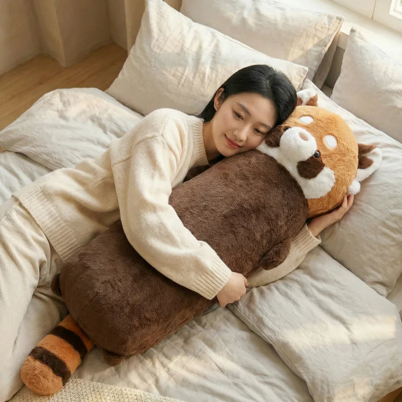 120cm Kawaii Cartoon Giant lesser panda Plush Doll Pillow Lying Brown raccoon Plush pillow Home Decor