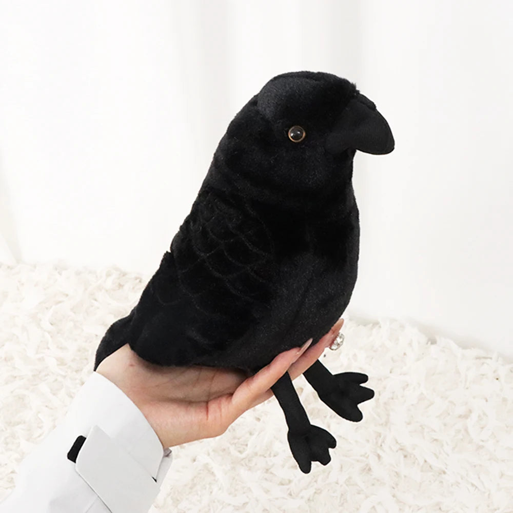 20cm Simulation Black Crow Plush Toys Soft Stuffed Animals Toys for All Ages Collectible Bird Plushies Birthday Halloween Gifts