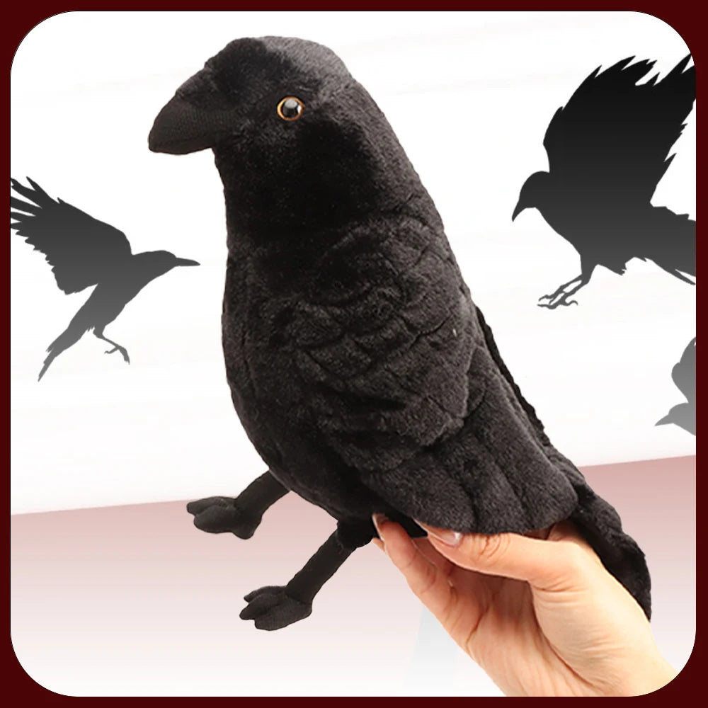 20cm Simulation Black Crow Plush Toys Soft Stuffed Animals Toys for All Ages Collectible Bird Plushies Birthday Halloween Gifts