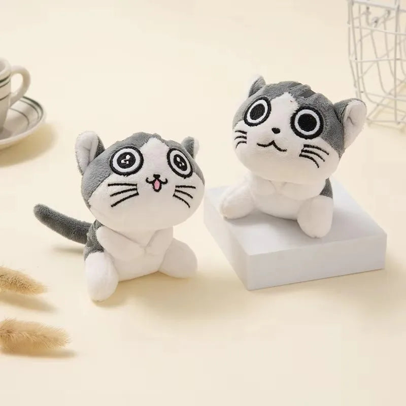 10cm Mini Cute Cat Plush Stuffed Kitten Key Chain Plush Toys Animal Stuffed Sitting Doll Key Ring Chain Pendant Toy Kids Gift