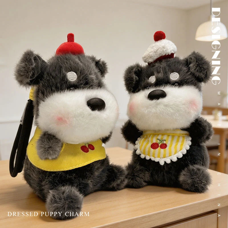 ふわふわ子犬のさくらんぼ衣装ぬいぐるみキーホルダー