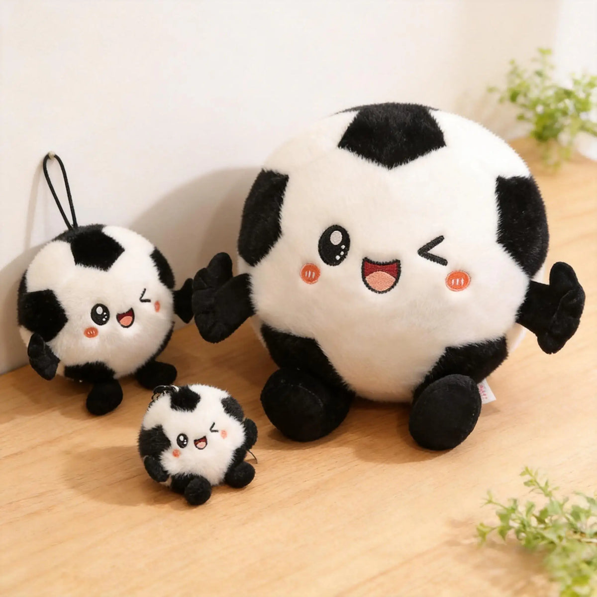 ウィンク顔 ふわふわ サッカーボール ぬいぐるみ