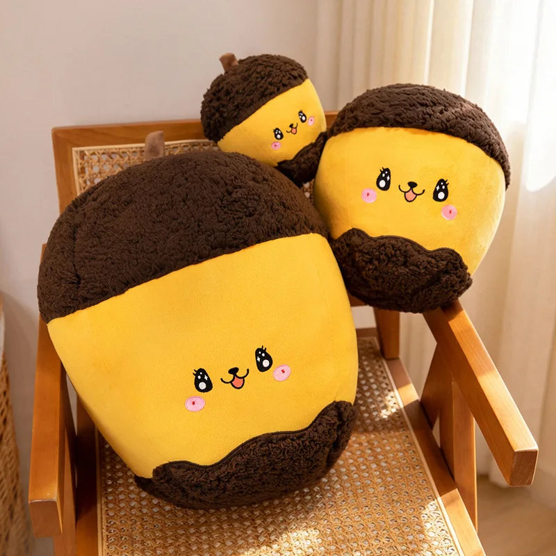 Happy Chestnut Family Plush Toys Cotton Stuffed Cartoon Smile Hazelnut Doll Soft Cozy Throw Pillow Kawaii Home Decor Kids Gift
