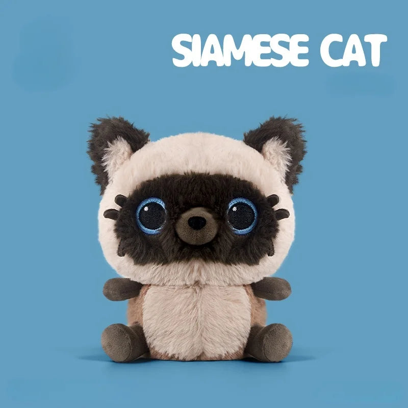 かわいい青い目のふわふわシャム猫ぬいぐるみ