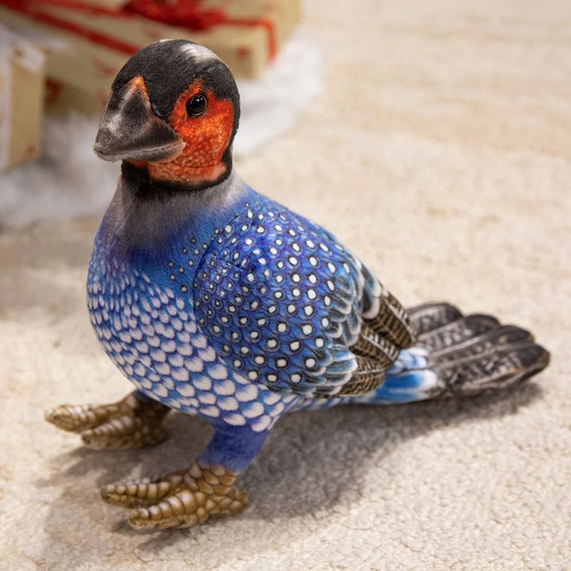 リアルなカラフル斑点模様 ゴジュケイ鳥のぬいぐるみ