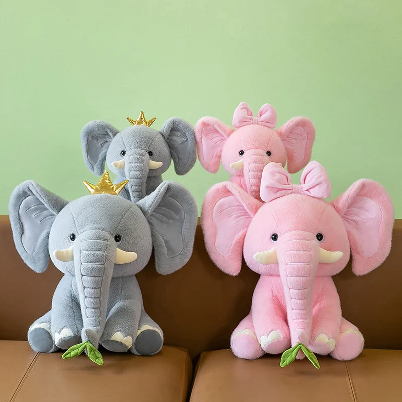 かわいい ピンクの リボン付き ゾウ ぬいぐるみ