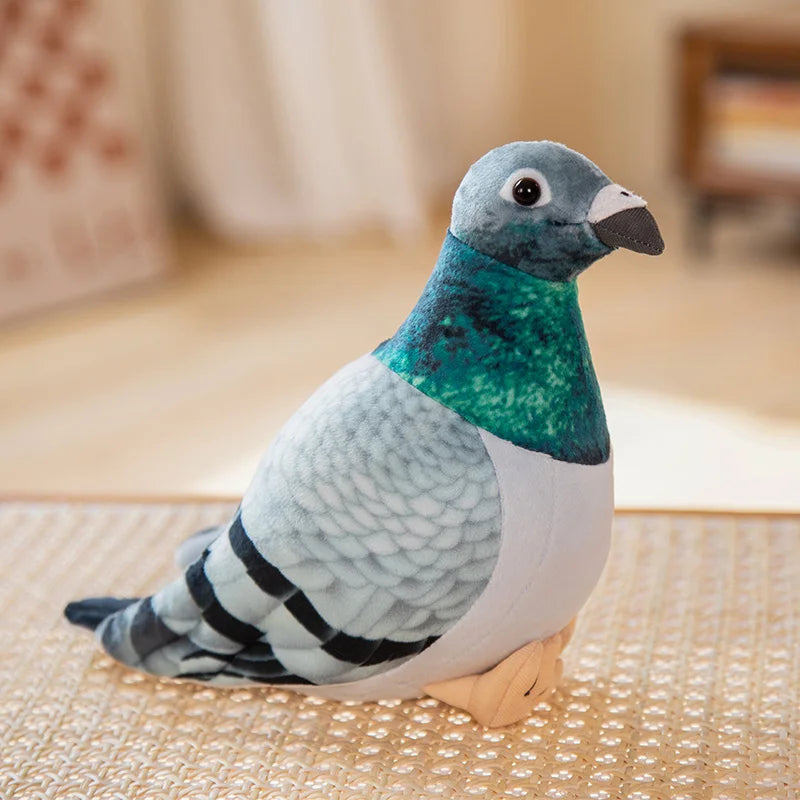 Realistic Pigeon Plush Toys High Quality Soft Lifelike Grey Hill White Pigeons Birds with Eyes Feather Home Decor Birthday Gifts