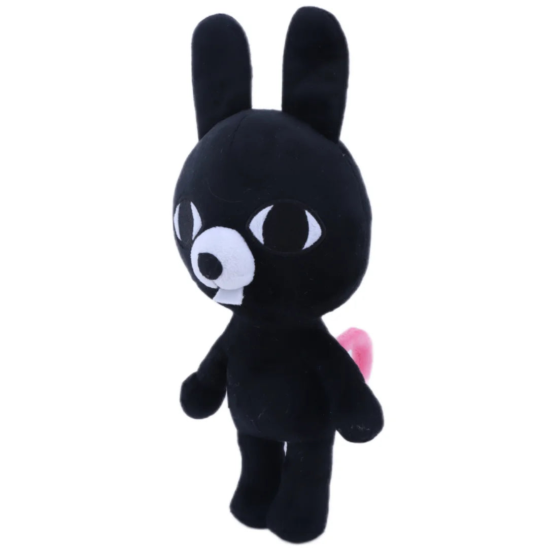 ピンクしっぽと出っ歯の黒うさぎぬいぐるみ