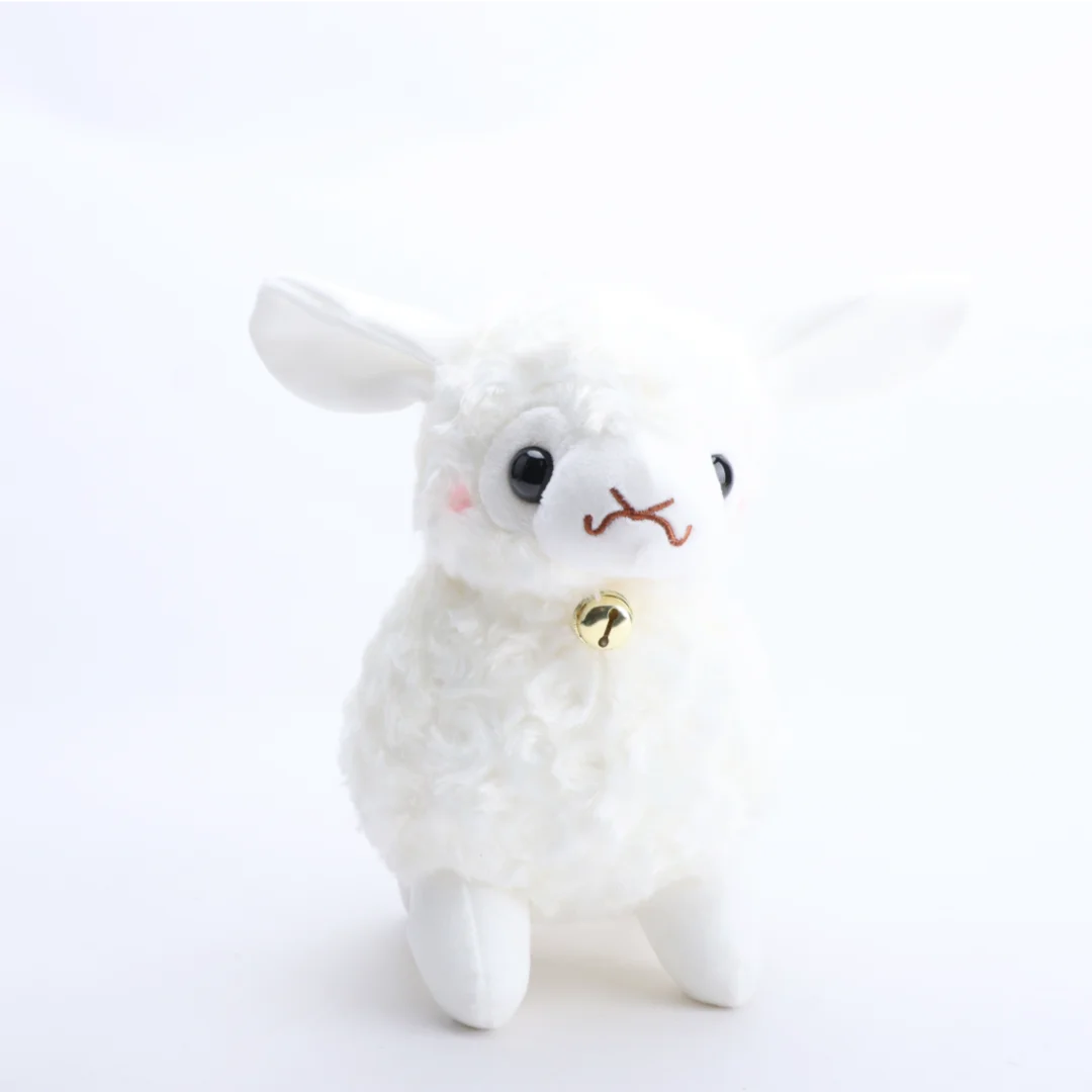 可愛い ふわふわ 羊のぬいぐるみ 白とピンク 金の鈴付き
