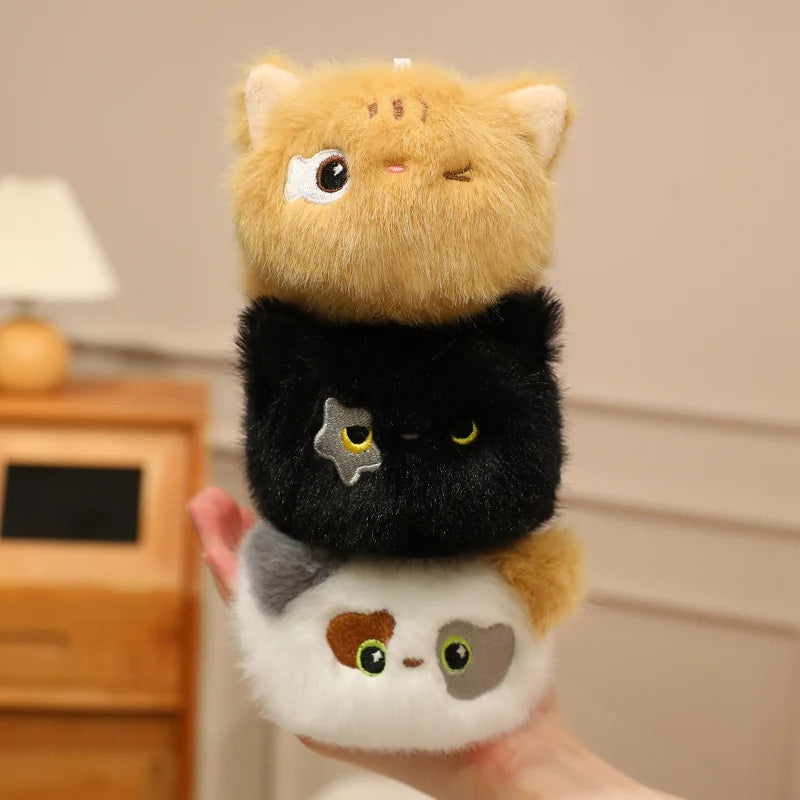 かわいい猫の顔 ふわふわぬいぐるみ ポーチ