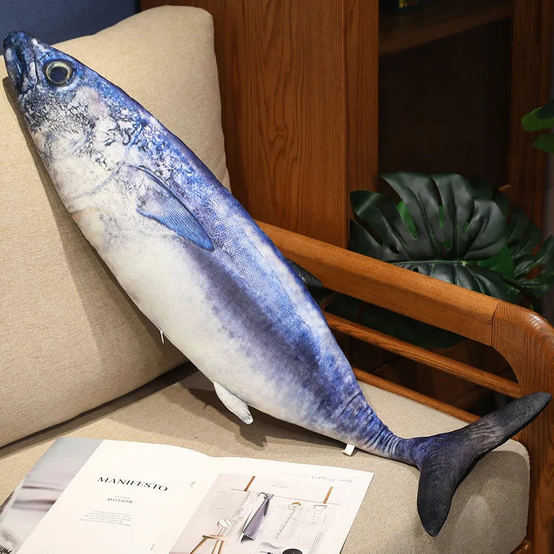 40/60cm Simulation Funny Fish Plush Toy Soft Stuffed Animal Lifelike Tuna or Mackerel Plush Pillow Kids Birthday Gift Home Decor