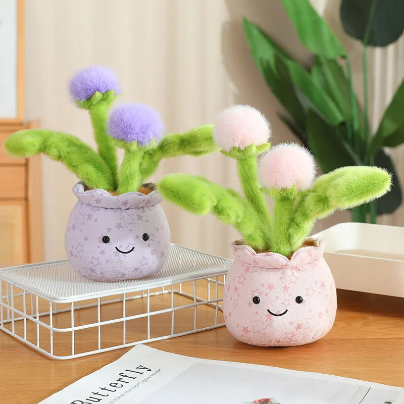 かわいい ふわふわ 踊る 花の ぬいぐるみ 鉢植え