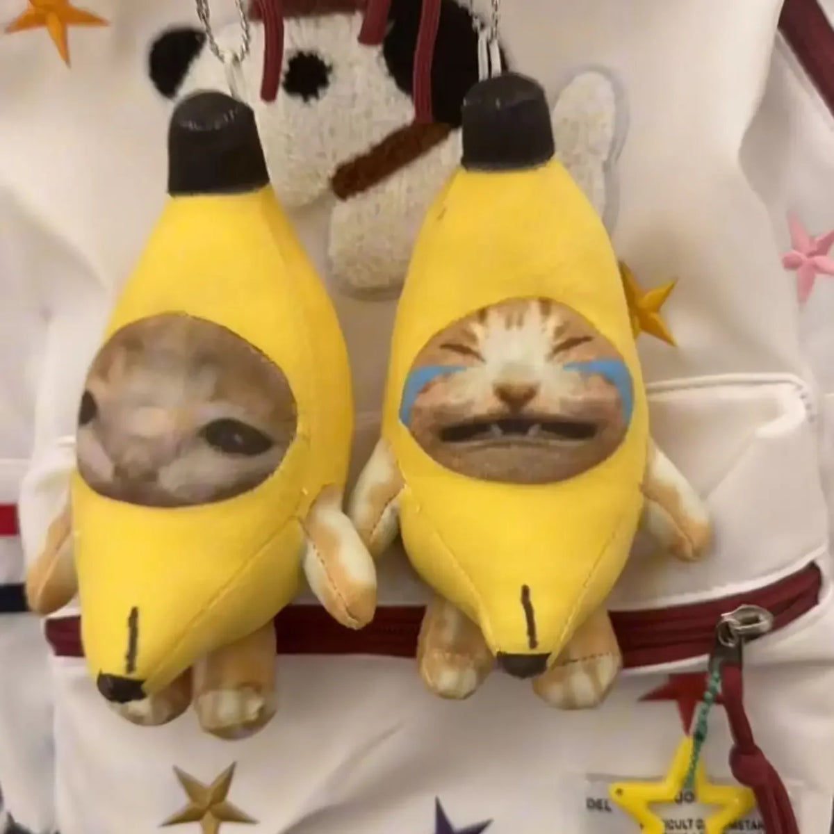 バナナ着ぐるみ 猫ぬいぐるみ 泣き顔と無表情
