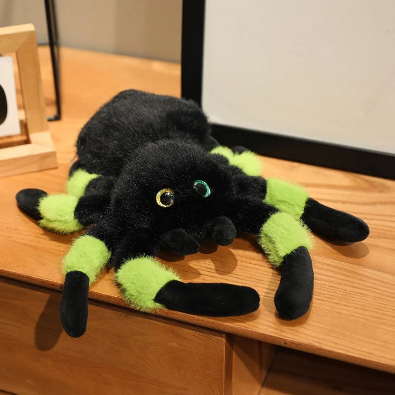 ふわふわ大きな目 クモのぬいぐるみ 黒とグレー