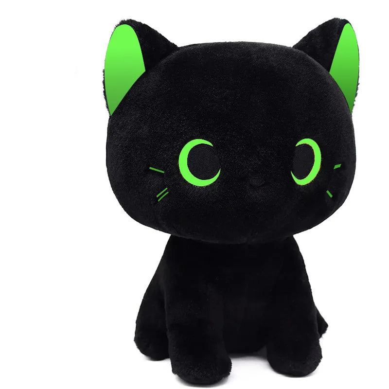 Kawaii Black Cat Plush Toy Halloween Stuffed Animal Pillow Black Cat Plush Doll Baby Toys Plushie Christmas Gift for Kids Girls