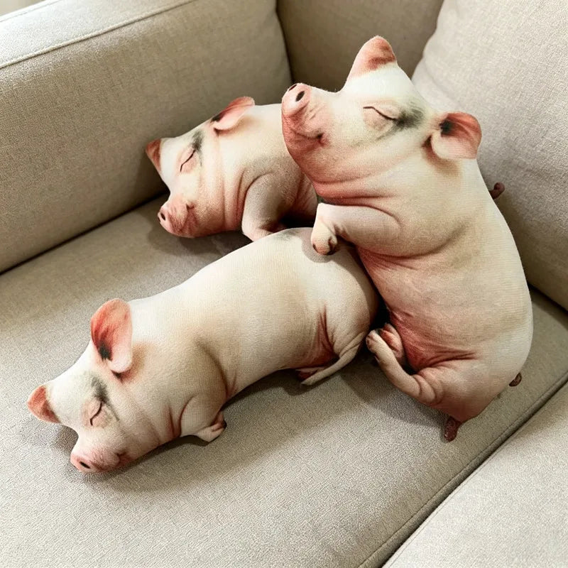 リアルな眠る豚のぬいぐるみクッション