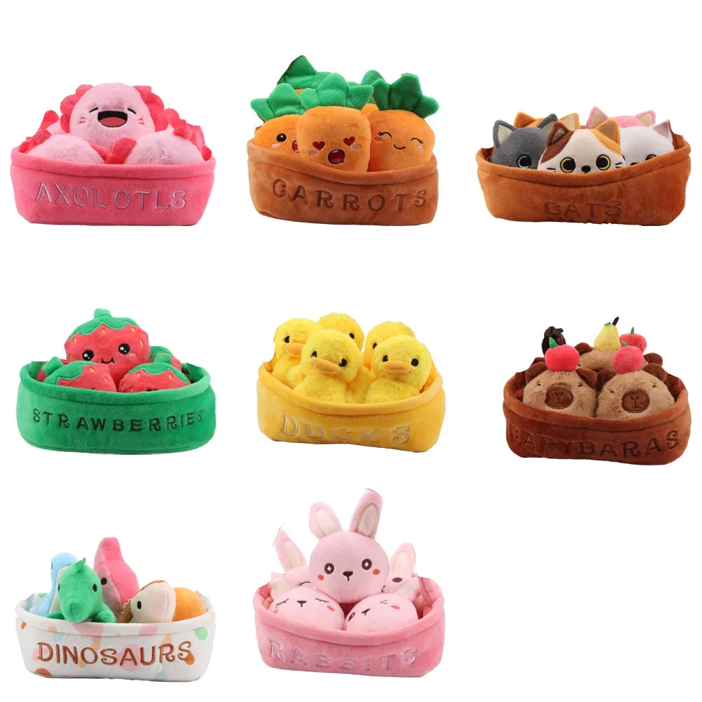 かご入り かわいい いちご ぬいぐるみ 5個セット