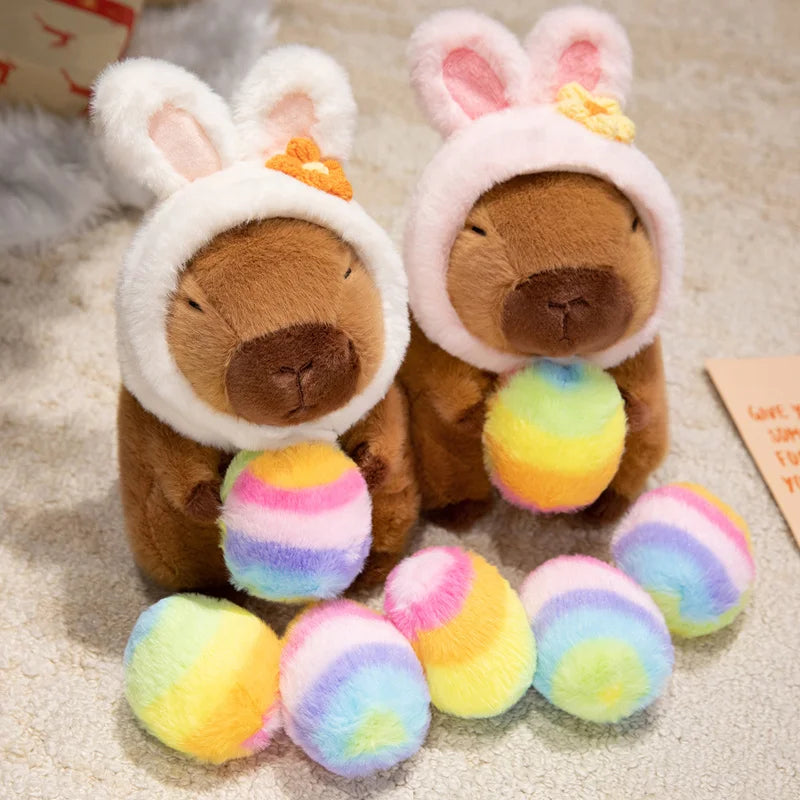20cm Cute Easter Egg Capybara Plush Toys Movie Stuffed Animals Hug Egg Rabbit Capybara Dolls Easter Gifts for Kids Room Decor