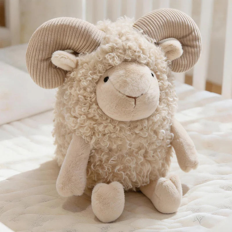 Cute Sheep Plush Toy Kawaii Stuffed Animal Soft Lamb Doll Fluffy Plushie Gift for Kids Baby Nursery Decor Birthday Christmas Gif