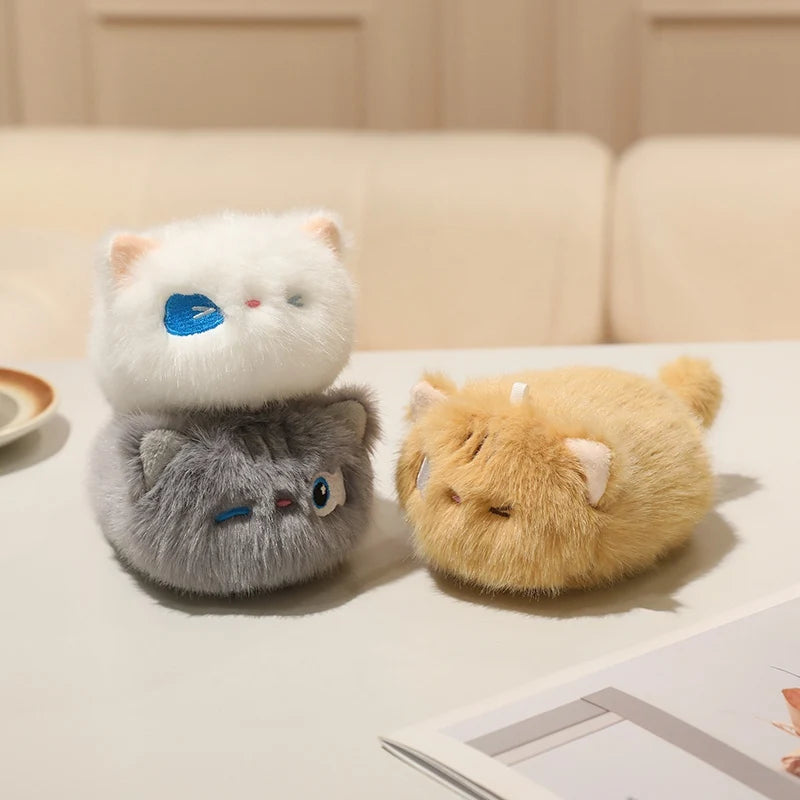 かわいい猫の顔 ふわふわぬいぐるみ ポーチ