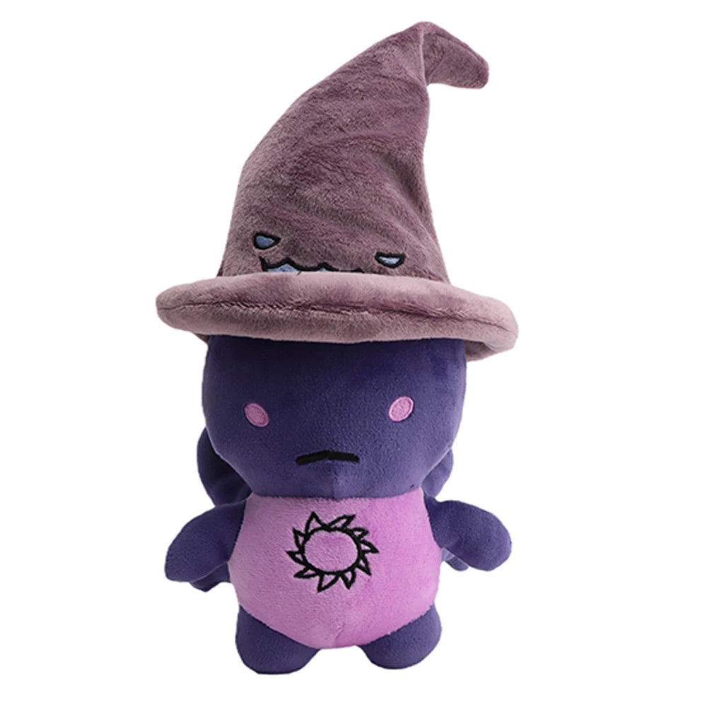 濃い紫 キャラクターぬいぐるみ くすみパープルの魔法使い帽 太陽刺繍