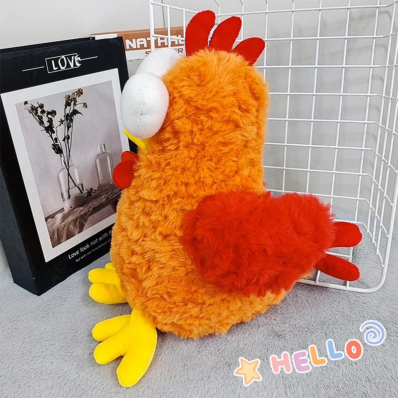 びっくり目 ふわふわ オレンジ ニワトリ ぬいぐるみ