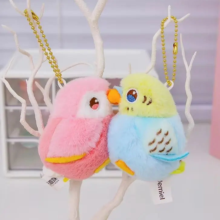 ふわふわ セキセイインコ カップル ぬいぐるみキーホルダー