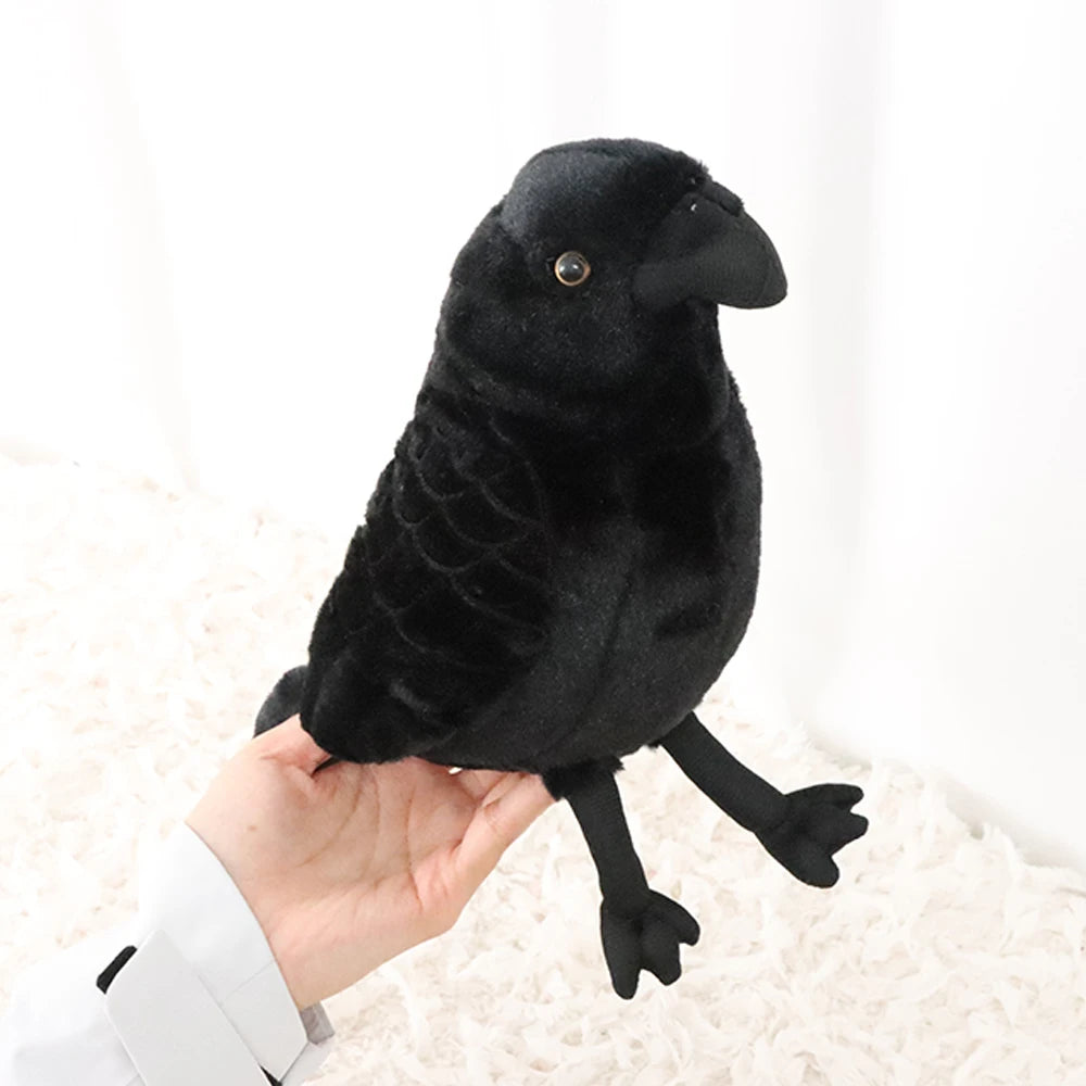 20cm Simulation Black Crow Plush Toys Soft Stuffed Animals Toys for All Ages Collectible Bird Plushies Birthday Halloween Gifts