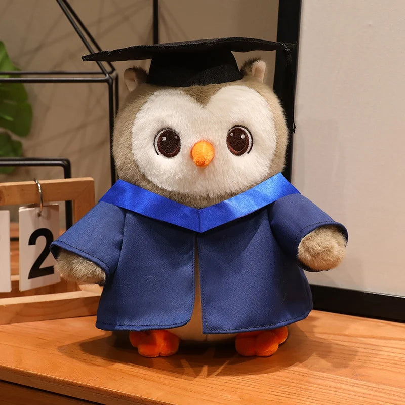 Cute Graduation Owl Plush Toy Stuffed Animal Soft Owl Doll with Cap Gown Plushie Gift for Kids Students Birthday Gift Decor