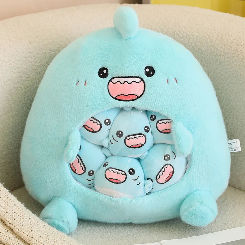 眠そうな茶色いクマのぬいぐるみ お腹にミニくま入り ニンジン付き