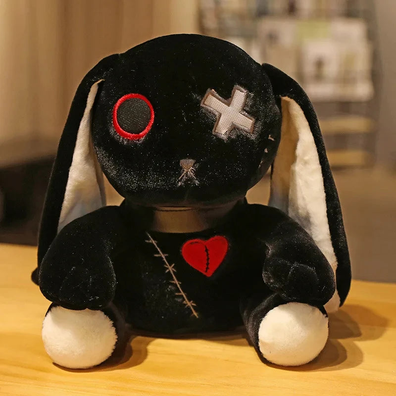 25cm Creepy Gothic Rabbit Plush Toys Spooky Bunny Stuffed Animal Cute Horror Dreadful Bunny Doll for Halloween Decor Kids Gifts