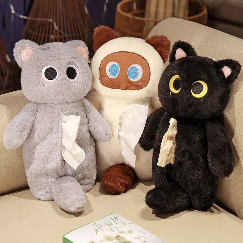 かわいい グレーの ふわふわ ぬいぐるみ ティッシュケース