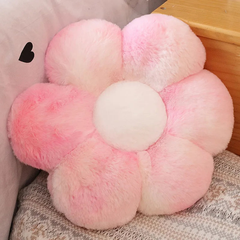 ふわふわ タイダイ柄 花形クッション