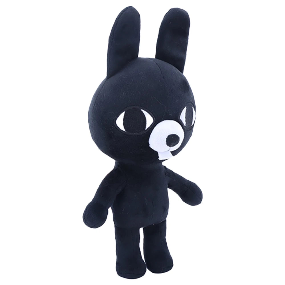 白い目と一本歯の黒ウサギぬいぐるみ