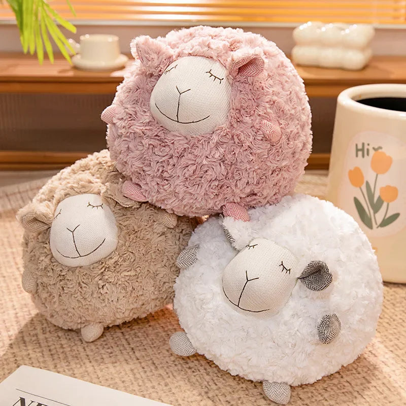 丸い もこもこ ひつじの寝顔 ぬいぐるみクッション