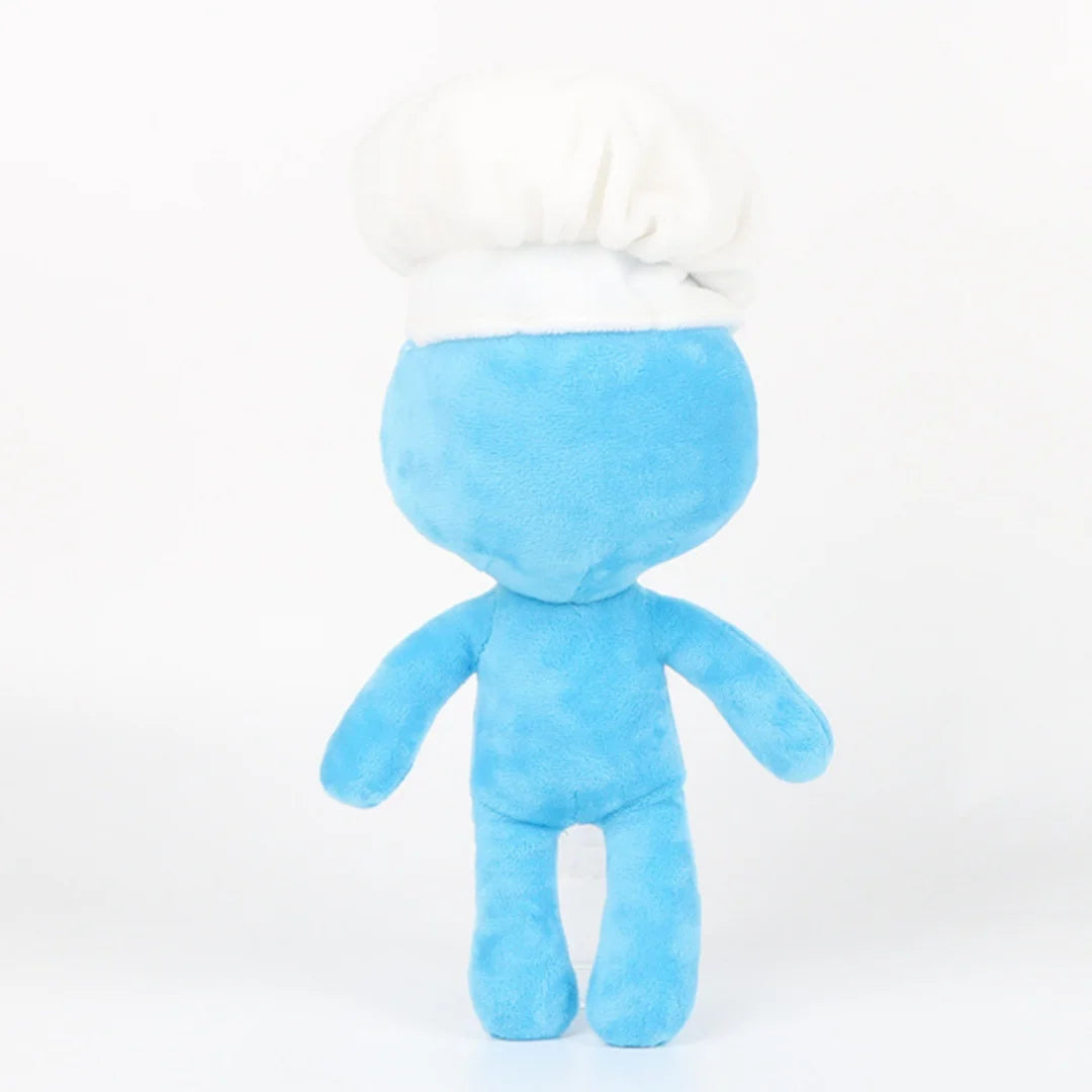 カラフルなキャラクターぬいぐるみ シェフ帽とサングラス付き