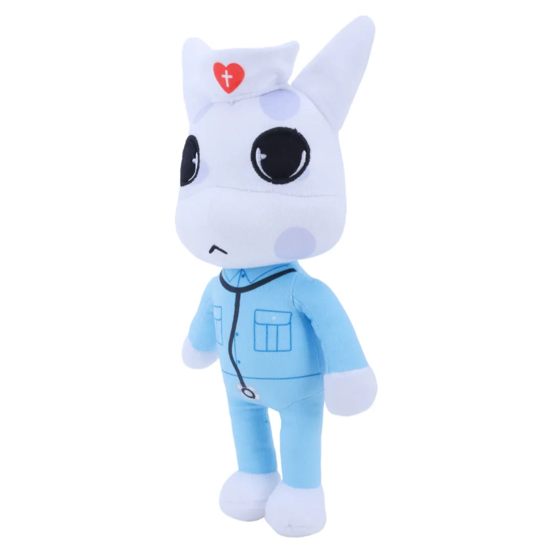 水色ナース服の猫耳ぬいぐるみ 聴診器付き