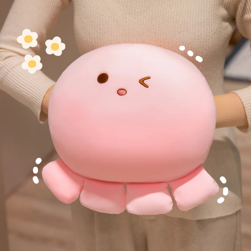 ふわふわ もちもち ウィンク タコ ぬいぐるみ パステルピンク